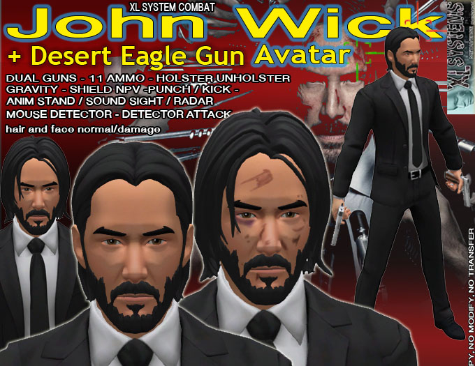 Second Life Marketplace John Wick Avatar + Desert Eagle Gun